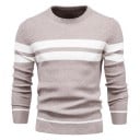 Pánsky sveter s dlhým rukávom a rolákem Slim pletený sveter s výstrihom do V Jednofarebný s 3 bielymi pruhmi Teplý Polyester Bavlna Rôzne farby 6