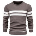 Pánsky sveter s dlhým rukávom a rolákem Slim pletený sveter s výstrihom do V Jednofarebný s 3 bielymi pruhmi Teplý Polyester Bavlna Rôzne farby 4