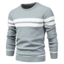 Pánsky sveter s dlhým rukávom a rolákem Slim pletený sveter s výstrihom do V Jednofarebný s 3 bielymi pruhmi Teplý Polyester Bavlna Rôzne farby 8