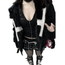 Pánský zimní kožich Černá umělá kožešina Větruodolné provedení S kapucí Zapínání na zip Polyesterový kabát s křížem na hrudi Teplý zimní kožich 7