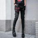 Pantalón ajustado de mujer con cremallera, color negro 1