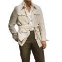 Pantalone a righe da uomo con cintura in vita e quattro tasche con patta, maniche lunghe e colletto classico 6