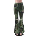 Pantalones acampanados de camuflaje para mujer 1