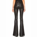 Pantalones acampanados de piel sintética para mujer 1