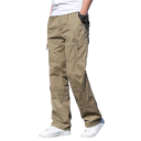 Pantalones cargo de verano de algodón para hombre Pantalones de trabajo casuales con bolsillos Material ligero y transpirable Corte recto cómodo para hombre 3