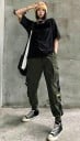 Pantalones cargo jogger con cintura elástica y cordón Grandes bolsillos con solapa en los muslos Bolsillos laterales Perneras 7