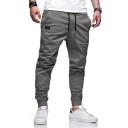 Pantalones cargo rectos y sueltos para hombre, pantalones deportivos casuales de color sólido, bolsillos cómodos para uso diario, ropa 2
