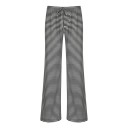 Pantalones casuales a rayas holgados con cordones para mujer, cómodos pantalones de lino con cintura elástica, pantalones transpirables para primavera y verano. 1