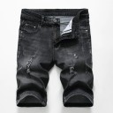 Pantalones cortos de mezclilla negros para hombre 15