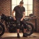 Pantalones cortos de motociclista con protectores Protectores rígidos en los muslos y acolchado en las caderas Insertos de malla Poliéster Unisex 7