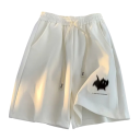 Pantalones cortos de mujer de cintura alta con cordón de ajuste, corte suelto, estampado de gato, algodón, poliéster, de un solo color, pantalones cortos cómodos de verano 1