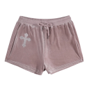 Pantalones cortos deportivos ajustados y brillantes para mujer con cordón ajustable y estampado de rombos elásticos para verano 4