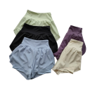 Pantalones cortos deportivos para mujer con cintura elástica y bolsillos, diseño monocromático, nylon y spandex, pantalones cortos funcionales elásticos para correr y fitness 5