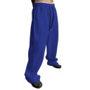 Pantalones de chándal para hombre con goma en la cintura y cordón ajustable con piernas anchas y rectas en largo y con bolsillos 8