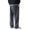 Pantalones de chándal para hombre de un solo color con forro de pelaje, con bolsillos, con cordón, poliéster, spandex, corte cómodo 3