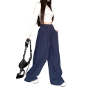 Pantalones de chándal para mujer de un solo color con bolsillos y cordón Material poliéster Pantalones cómodos para el tiempo libre 5