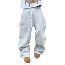 Pantalones de chándal para mujer de un solo color con rayas en los lados con cordón Material poliéster Pantalones deportivos de ocio 4