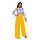 Pantalones de cintura alta para mujer color amarillo 3