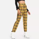 Pantalones de cuadros amarillos para mujer 1