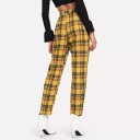 Pantalones de cuadros amarillos para mujer 2