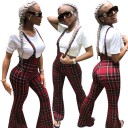 Pantalones de cuadros con tirantes para mujer 1