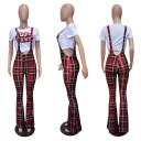 Pantalones de cuadros con tirantes para mujer 3