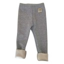 Pantalones de invierno de peluche para niños Unisex Pantalones de poliéster cálidos con cintura elástica y lindo osito en el costado Ropa de invierno cómoda 10