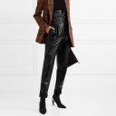 Pantalones de piel sintética de cintura alta para mujer 2