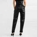 Pantalones de piel sintética de cintura alta para mujer 3