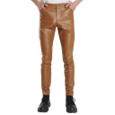 Pantalones de piel sintética para hombre, corte entallado, estilo moderno, aspecto elegante, pantalones cómodos, corte entallado, ropa de moda para hombre, pantalones elegantes 6