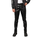 Pantalones de piel sintética para hombre, corte entallado, estilo moderno, aspecto elegante, pantalones cómodos, corte entallado, ropa de moda para hombre, pantalones elegantes 1