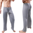 Pantalones de pijama para hombres de largo corte suelto con cinturilla ajustable de poliéster cómodos para uso en casa, dormir y descansar 1