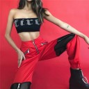 Pantalones de rejilla para mujer de color rojo 2