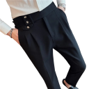 Pantalones de vestir para hombre con bolsillos Unicolor Elegante corte recto Pantalones cómodos y duraderos para hombres para el trabajo 2