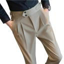 Pantalones de vestir para hombre con bolsillos Unicolor Elegante corte recto Pantalones cómodos y estilosos para hombres para el trabajo, la oficina y eventos formales Poliéster 5