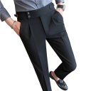 Pantalones de vestir para hombres con bolsillos Unicolor Elegante corte recto Pantalones cómodos y estilosos para hombres para el trabajo, la oficina y eventos formales Poliéster 1