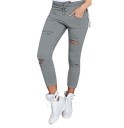 Pantalones elegantes de mujer con agujeros J828 4