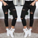 Pantalones elegantes de mujer con agujeros J828 1