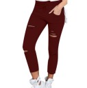 Pantalones elegantes de mujer con agujeros J828 3