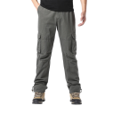 Pantalones holgados de algodón para hombre, pantalones tácticos para exteriores con cintura elástica y bolsillos grandes, pantalones de trabajo cómodos. 8