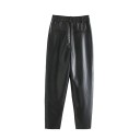 Pantalones negros de piel sintética para mujer A335 3