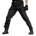 Pantalones tácticos militares negros de carga para hombre con bolsillos, pantalones de trabajo duraderos para uso diario en exteriores. 2