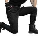 Pantalones tácticos militares negros de carga para hombre con bolsillos, pantalones de trabajo duraderos para uso diario en exteriores. 4