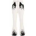 Pantaloni albi de dama cu flacari 1