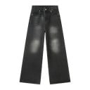 Pantaloni bărbătești din denim, cu croială dreaptă, spălați, cu picioare largi, stil vintage la modă, blugi confortabili 1