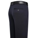 Pantaloni bărbați eleganți cu buzunare Croi drept Elegant Unicolor POLIESTER SPANDEX Pantaloni confortabili pentru bărbați la birou sau la petreceri 5