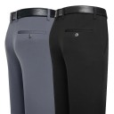 Pantaloni bărbați eleganți cu buzunare Croi drept Elegant Unicolor POLIESTER SPANDEX Pantaloni confortabili pentru bărbați la birou sau la petreceri 2