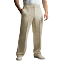 Pantaloni bărbați eleganți cu buzunare, uni, cu model în vafe, croi drept, POLIESTER, pantaloni stilati pentru bărbați la birou sau la evenimente festive 4