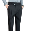 Pantaloni bărbați eleganți cu buzunare Uni Elegant tăietură dreaptă POLIESTER Pantaloni confortabili și stilati pentru bărbați la birou, în birou sau la evenimente festive 3