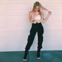 Pantaloni cargo da donna con vita alta 3